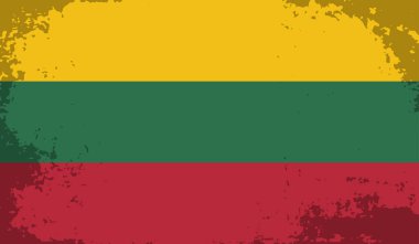 Sallanan grunge desenli Litvanya bayrağı. Vektör arkaplanı.