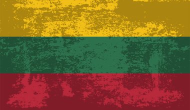 Sallanan grunge desenli Litvanya bayrağı. Vektör arkaplanı.