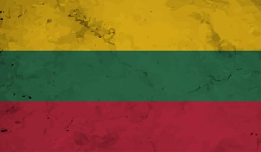 Sallanan grunge desenli Litvanya bayrağı. Vektör arkaplanı.