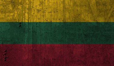 Sallanan grunge desenli Litvanya bayrağı. Vektör arkaplanı.