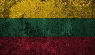 Sallanan grunge desenli Litvanya bayrağı. Vektör arkaplanı.