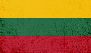 Sallanan grunge desenli Litvanya bayrağı. Vektör arkaplanı.