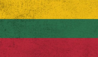 Sallanan grunge desenli Litvanya bayrağı. Vektör arkaplanı.