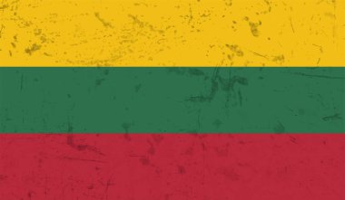 Sallanan grunge desenli Litvanya bayrağı. Vektör arkaplanı.