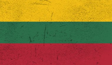 Sallanan grunge desenli Litvanya bayrağı. Vektör arkaplanı.