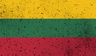 Sallanan grunge desenli Litvanya bayrağı. Vektör arkaplanı.