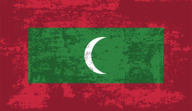 Dalgalanan grunge desenli Maldivler bayrağı. Vektör arkaplanı.
