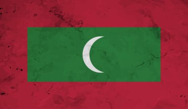 Dalgalanan grunge desenli Maldivler bayrağı. Vektör arkaplanı.
