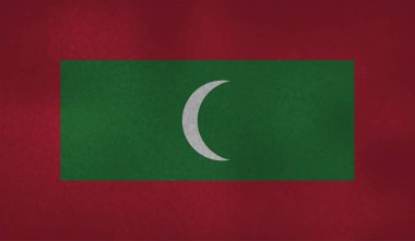 Dalgalanan grunge desenli Maldivler bayrağı. Vektör arkaplanı.