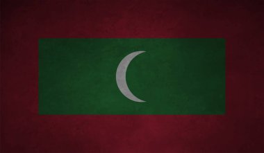 Dalgalanan grunge desenli Maldivler bayrağı. Vektör arkaplanı.