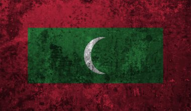 Dalgalanan grunge desenli Maldivler bayrağı. Vektör arkaplanı.