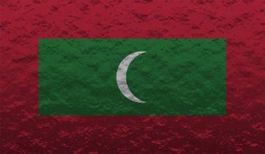 Dalgalanan grunge desenli Maldivler bayrağı. Vektör arkaplanı.