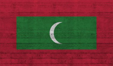 Dalgalanan grunge desenli Maldivler bayrağı. Vektör arkaplanı.