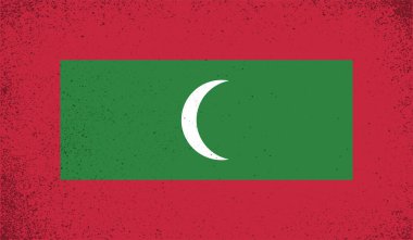 Dalgalanan grunge desenli Maldivler bayrağı. Vektör arkaplanı.