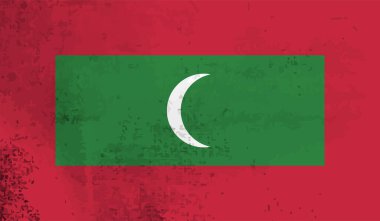 Dalgalanan grunge desenli Maldivler bayrağı. Vektör arkaplanı.