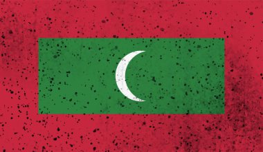 Dalgalanan grunge desenli Maldivler bayrağı. Vektör arkaplanı.