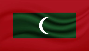 Dalgalanan grunge desenli Maldivler bayrağı. Vektör arkaplanı.