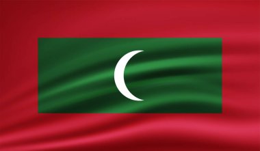 Dalgalanan grunge desenli Maldivler bayrağı. Vektör arkaplanı.