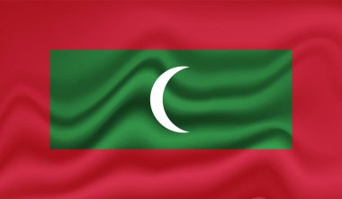 Dalgalanan grunge desenli Maldivler bayrağı. Vektör arkaplanı.