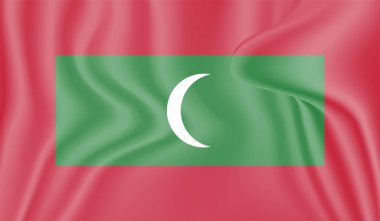 Dalgalanan grunge desenli Maldivler bayrağı. Vektör arkaplanı.