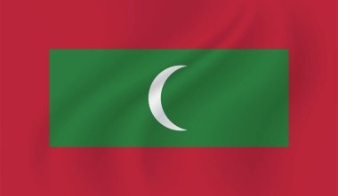 Dalgalanan grunge desenli Maldivler bayrağı. Vektör arkaplanı.