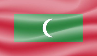 Dalgalanan grunge desenli Maldivler bayrağı. Vektör arkaplanı.