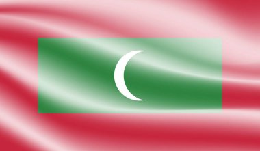 Dalgalanan grunge desenli Maldivler bayrağı. Vektör arkaplanı.