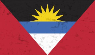 Grunge deseni Antigua ve Barbuda ulusal bayrak sembolü. Çizik konsept