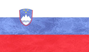 Sallanan grunge desenli Slovenya bayrağı. Vektör arkaplanı.