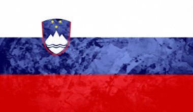 Sallanan grunge desenli Slovenya bayrağı. Vektör arkaplanı.