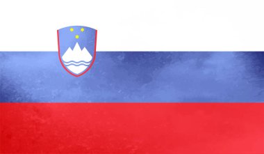 Sallanan grunge desenli Slovenya bayrağı. Vektör arkaplanı.