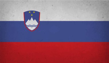 Sallanan grunge desenli Slovenya bayrağı. Vektör arkaplanı.