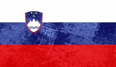 Sallanan grunge desenli Slovenya bayrağı. Vektör arkaplanı.