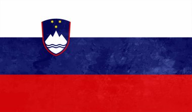 Sallanan grunge desenli Slovenya bayrağı. Vektör arkaplanı.