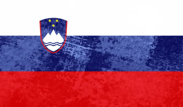 Sallanan grunge desenli Slovenya bayrağı. Vektör arkaplanı.