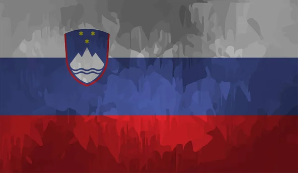 Sallanan grunge desenli Slovenya bayrağı. Vektör arkaplanı.