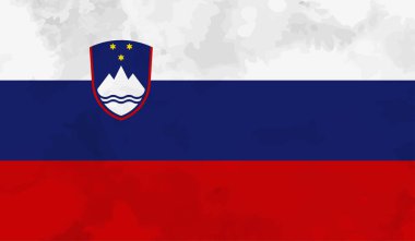 Sallanan grunge desenli Slovenya bayrağı. Vektör arkaplanı.