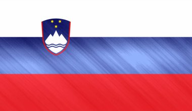 Sallanan grunge desenli Slovenya bayrağı. Vektör arkaplanı.