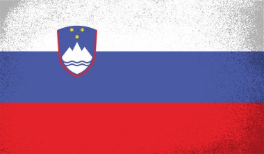 Sallanan grunge desenli Slovenya bayrağı. Vektör arkaplanı.