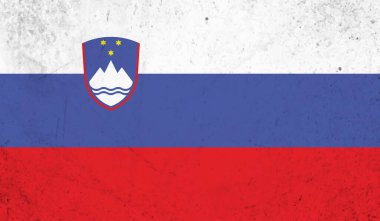 Sallanan grunge desenli Slovenya bayrağı. Vektör arkaplanı.