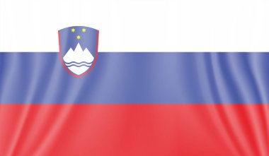 Sallanan grunge desenli Slovenya bayrağı. Vektör arkaplanı.