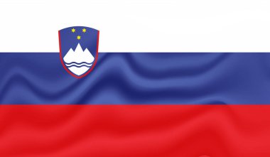 Sallanan grunge desenli Slovenya bayrağı. Vektör arkaplanı.