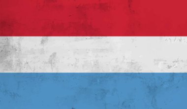 Lüksemburg bayrağı, sallanan grunge dokusuyla. Vektör arkaplanı.