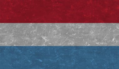 Lüksemburg bayrağı, sallanan grunge dokusuyla. Vektör arkaplanı.