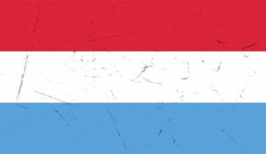 Lüksemburg bayrağı, sallanan grunge dokusuyla. Vektör arkaplanı.