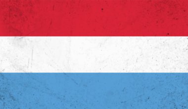 Lüksemburg bayrağı, sallanan grunge dokusuyla. Vektör arkaplanı.