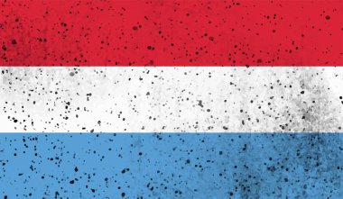 Lüksemburg bayrağı, sallanan grunge dokusuyla. Vektör arkaplanı.