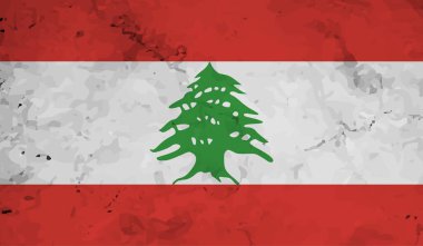 Dalgalı grunge desenli Lübnan bayrağı. Vektör arkaplanı.