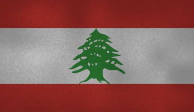 Dalgalı grunge desenli Lübnan bayrağı. Vektör arkaplanı.