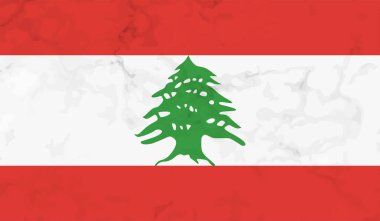 Dalgalı grunge desenli Lübnan bayrağı. Vektör arkaplanı.